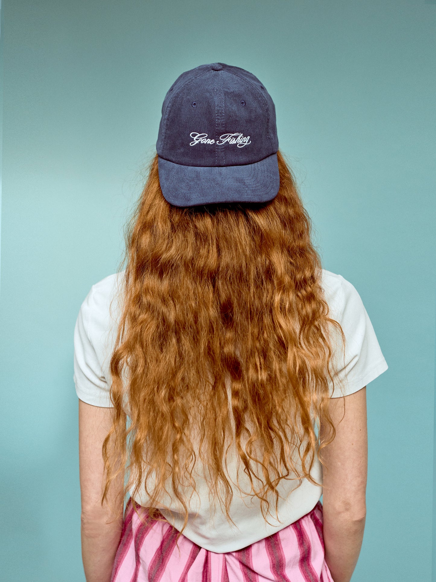 Gone Fishing Embroidered Unisex Corduroy Cap