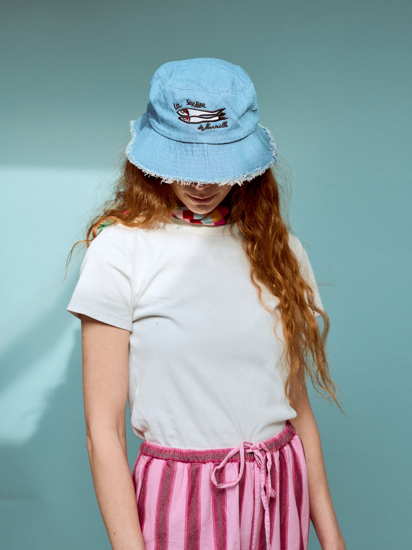 La Sardine De Marseille Distressed denim bucket hat