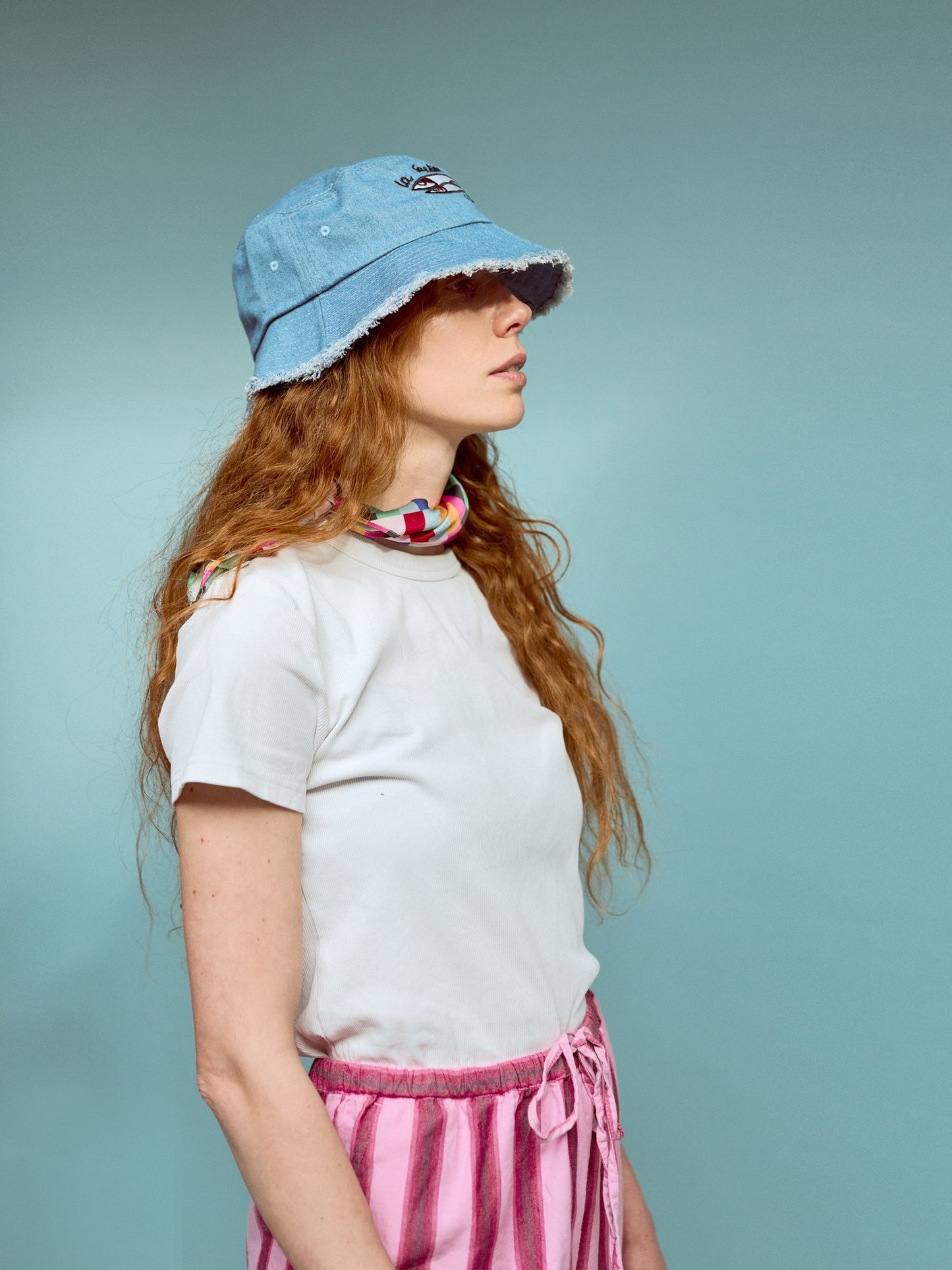 La Sardine De Marseille Distressed denim bucket hat