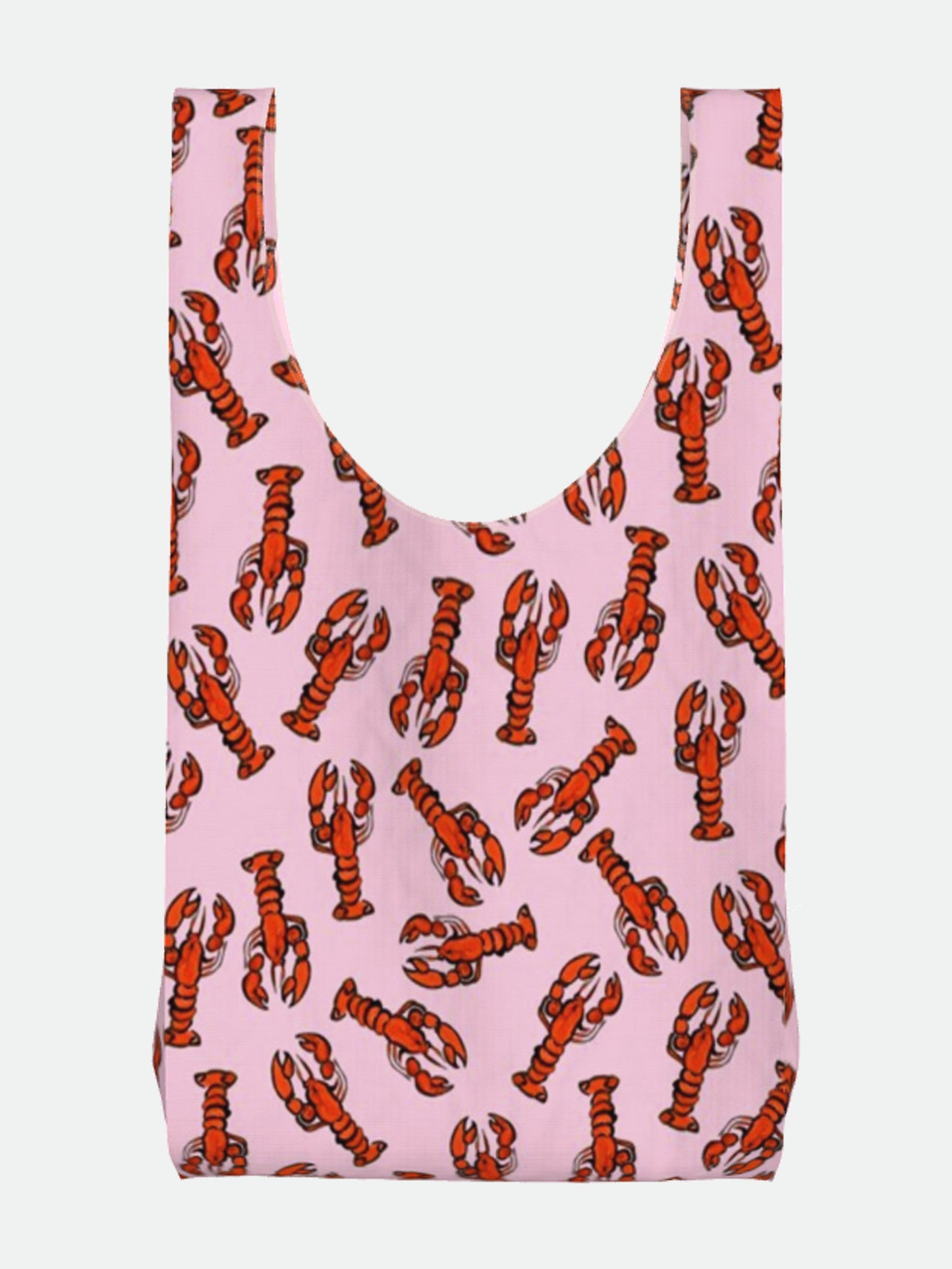 Pink Lobster Print Parachute Waterproof Shopper Bag