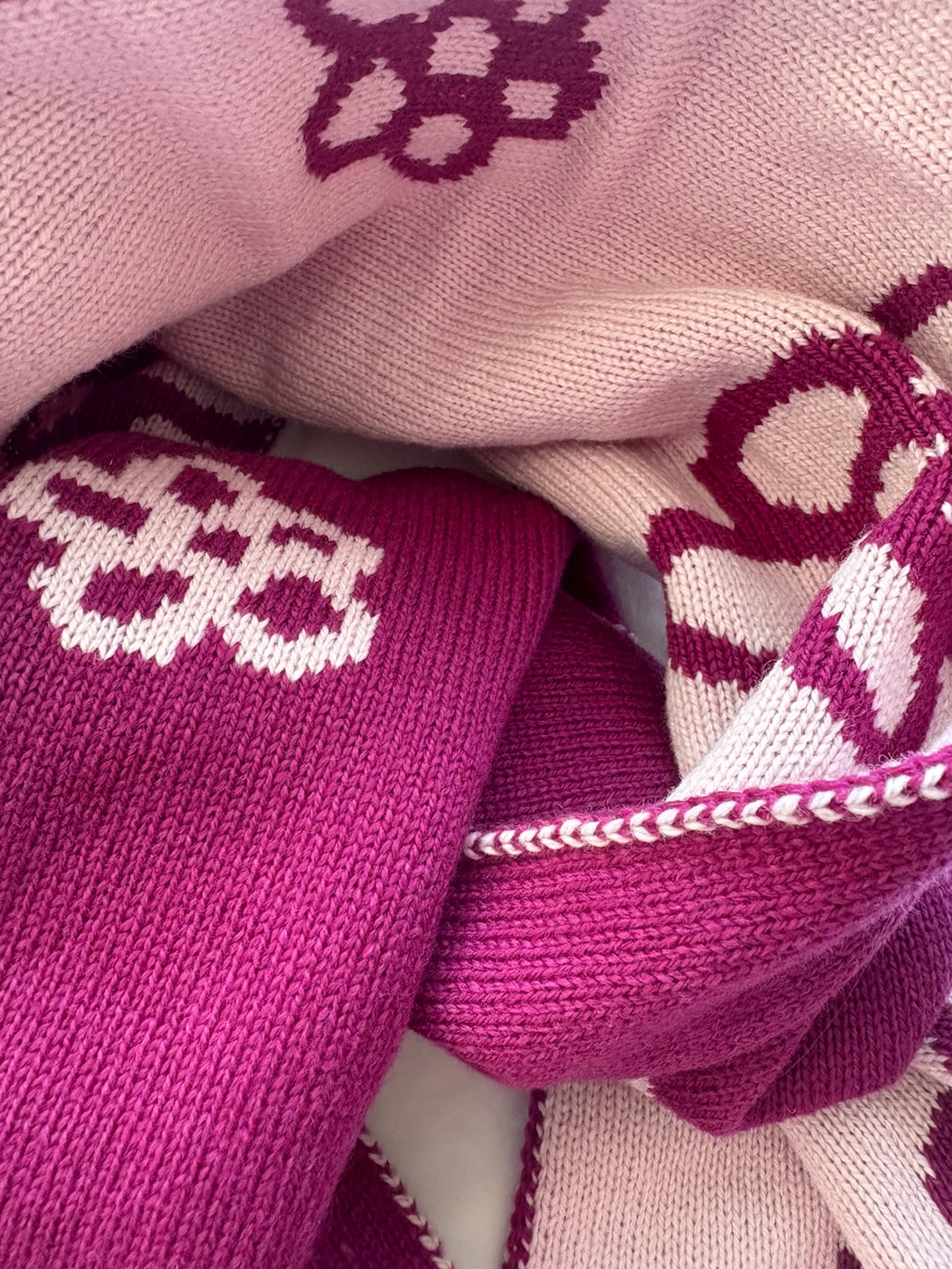 Daisy Wool and Cashmere Scarf in Wine and Pink
