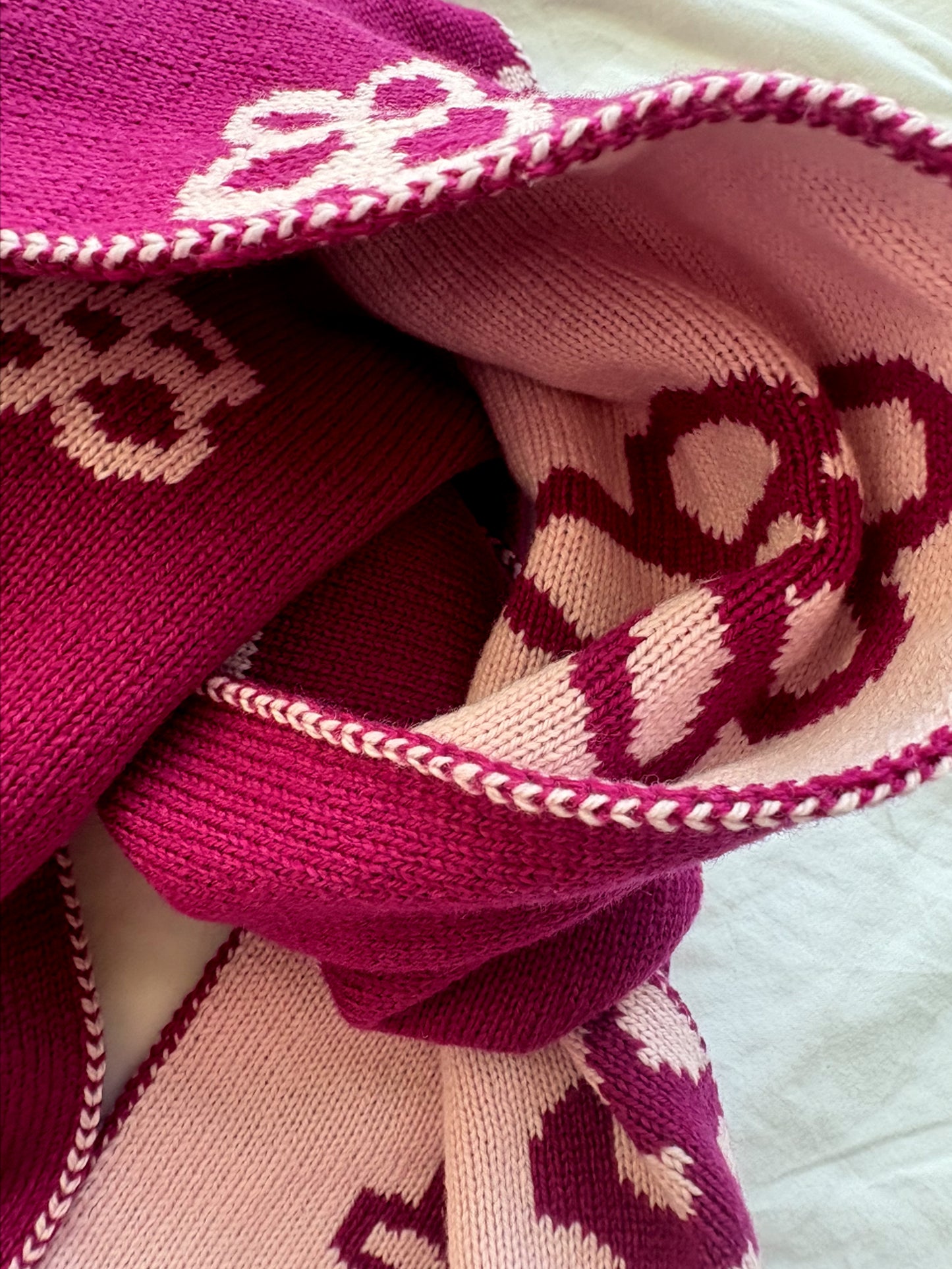 Daisy Wool and Cashmere Scarf in Wine and Pink
