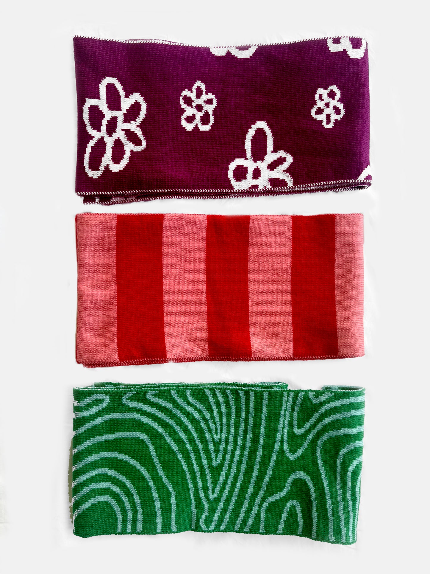 Striped Wool and Cashmere Scarf in Pink and Red