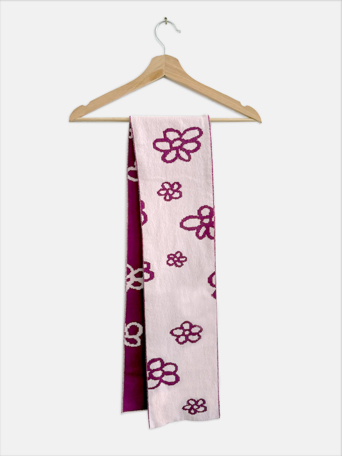 Daisy Wool and Cashmere Scarf in Wine and Pink