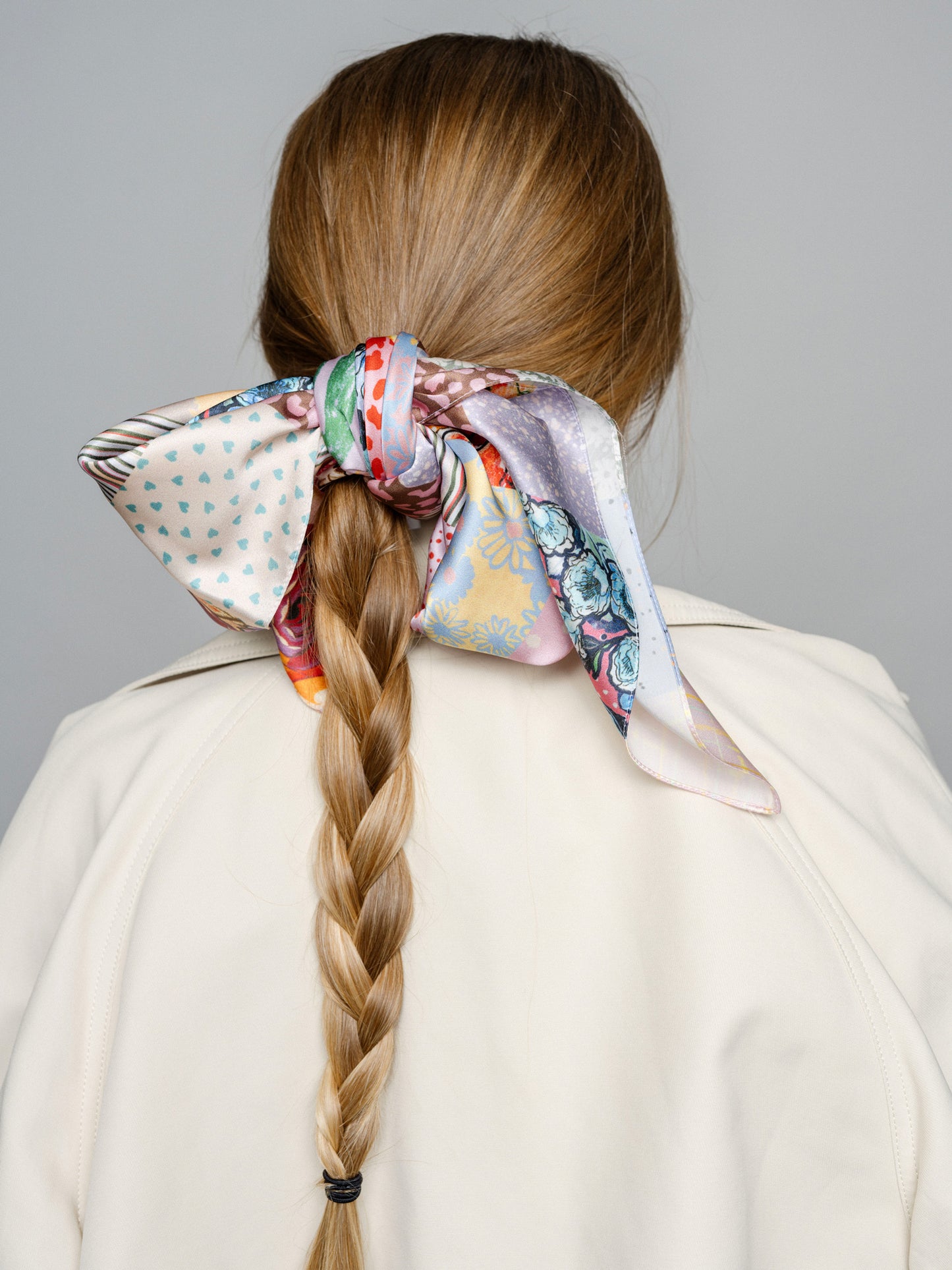 Patchwork Print Satin Square Scarf