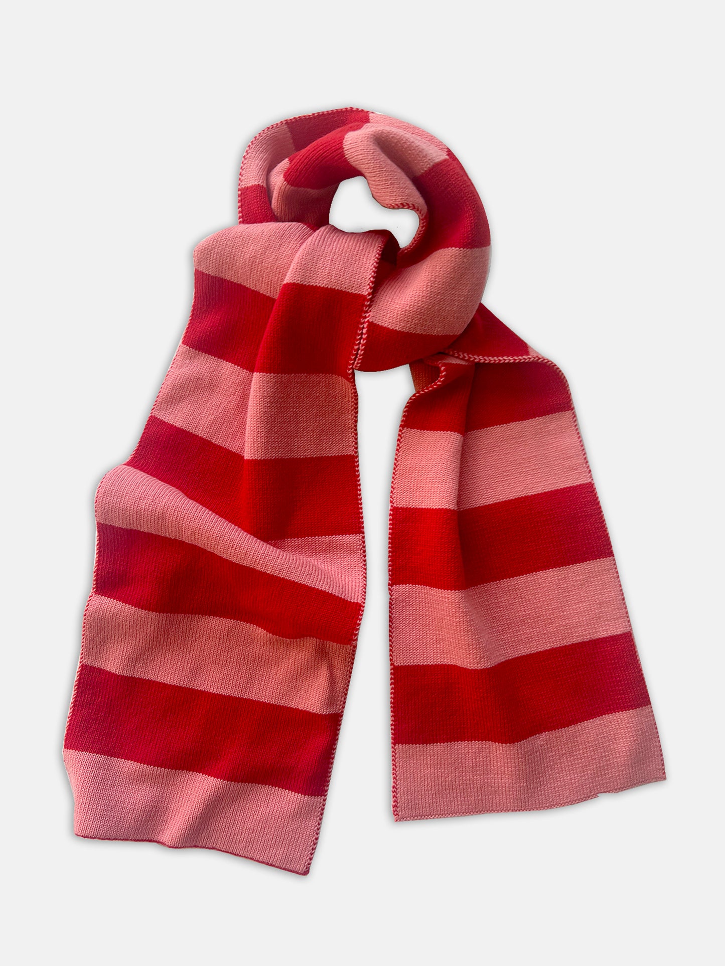 Striped Wool and Cashmere Scarf in Pink and Red
