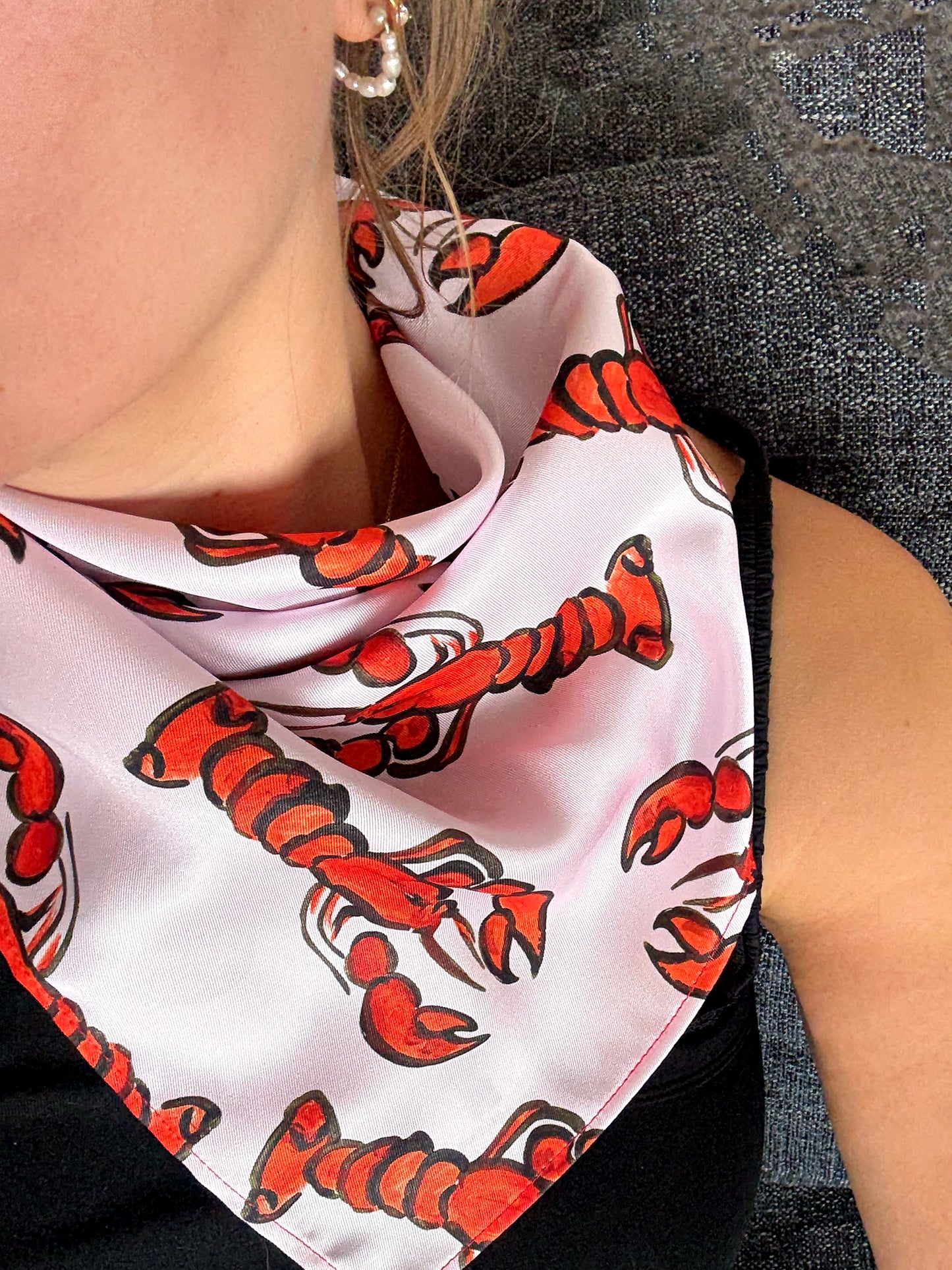 Painted Lobster Satin Bandana