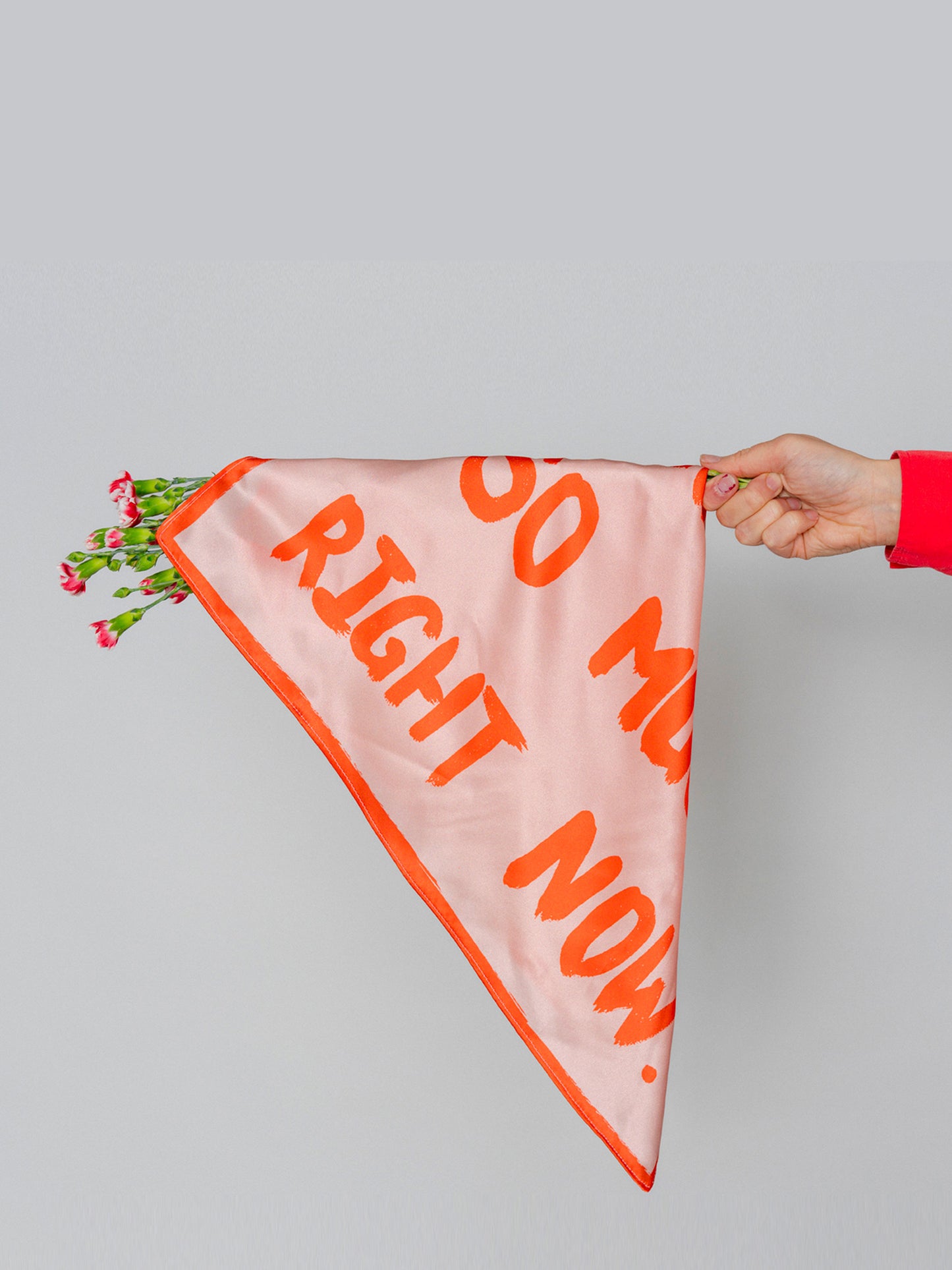 I want to Kiss U Painted Slogan Natural Satin Silk Bandana