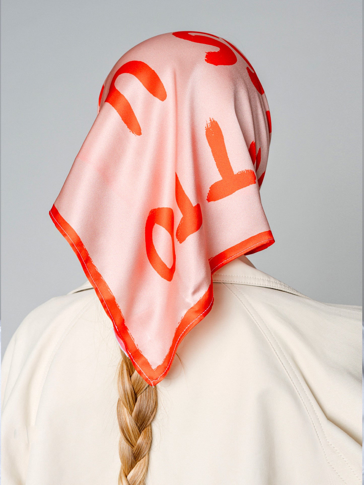 I want to Kiss U Painted Slogan Natural Satin Silk Bandana