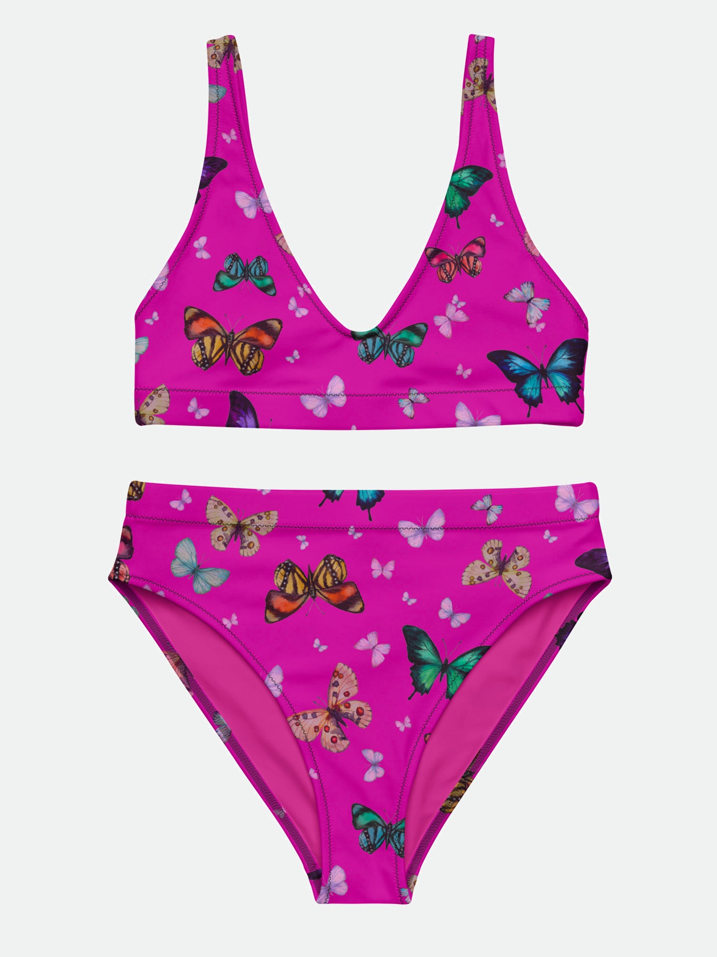 Butterflies Print Recycled High Waisted Bikini