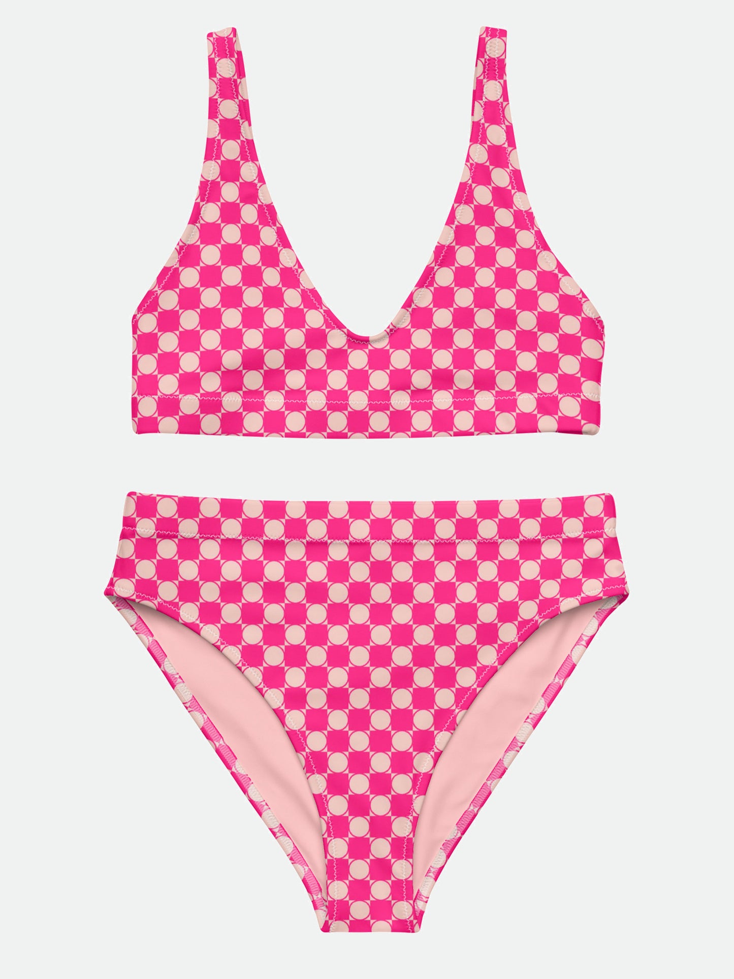 Checkered Recycled High Waisted Bikini