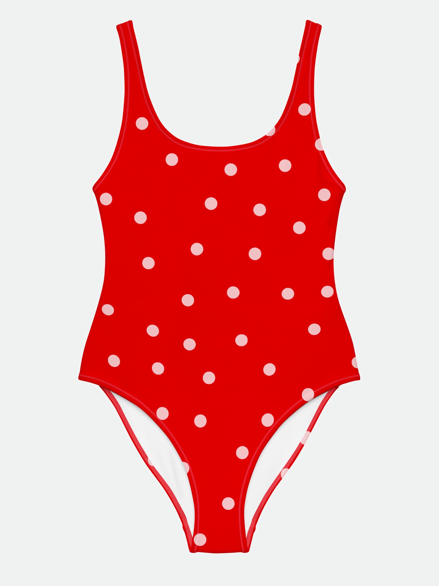 Red Polkadot One Piece Swimsuit