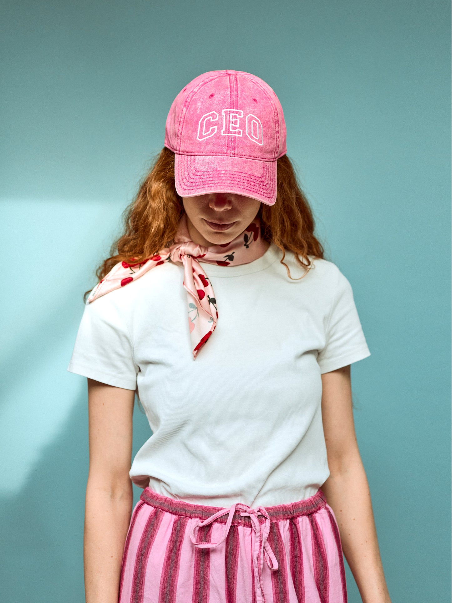 CEO Embroidered Slogan Washed Pink Cap