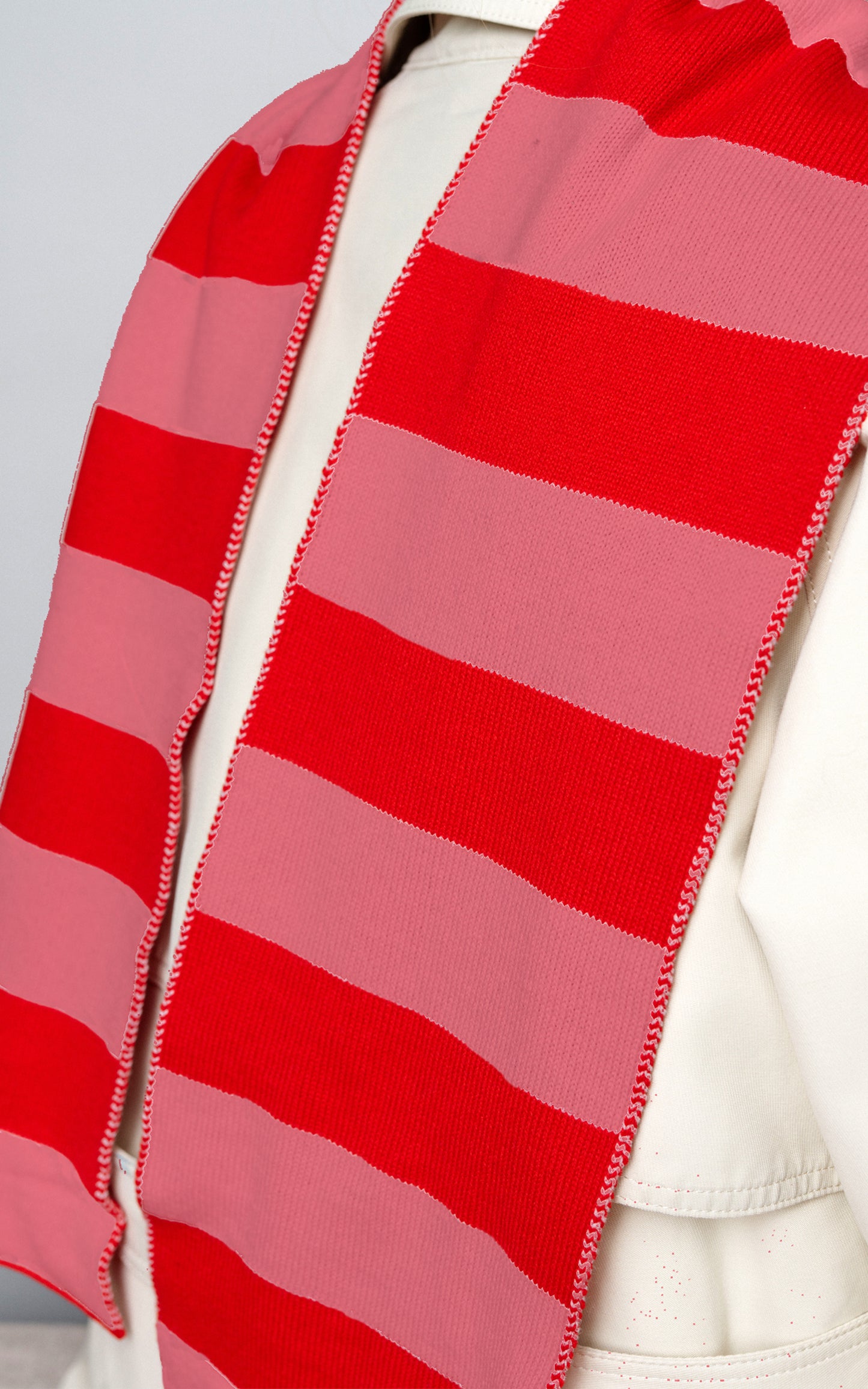 Striped Wool and Cashmere Scarf in Pink and Red