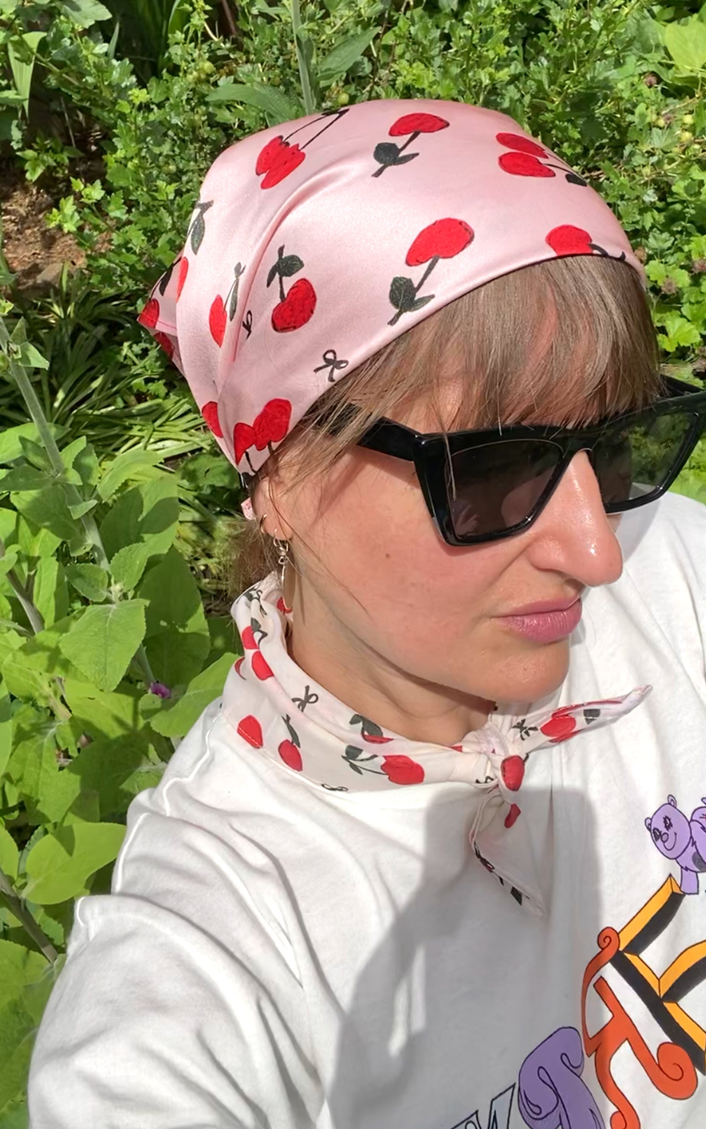 Painted Cherry and Bow Cotton 90's Bandana