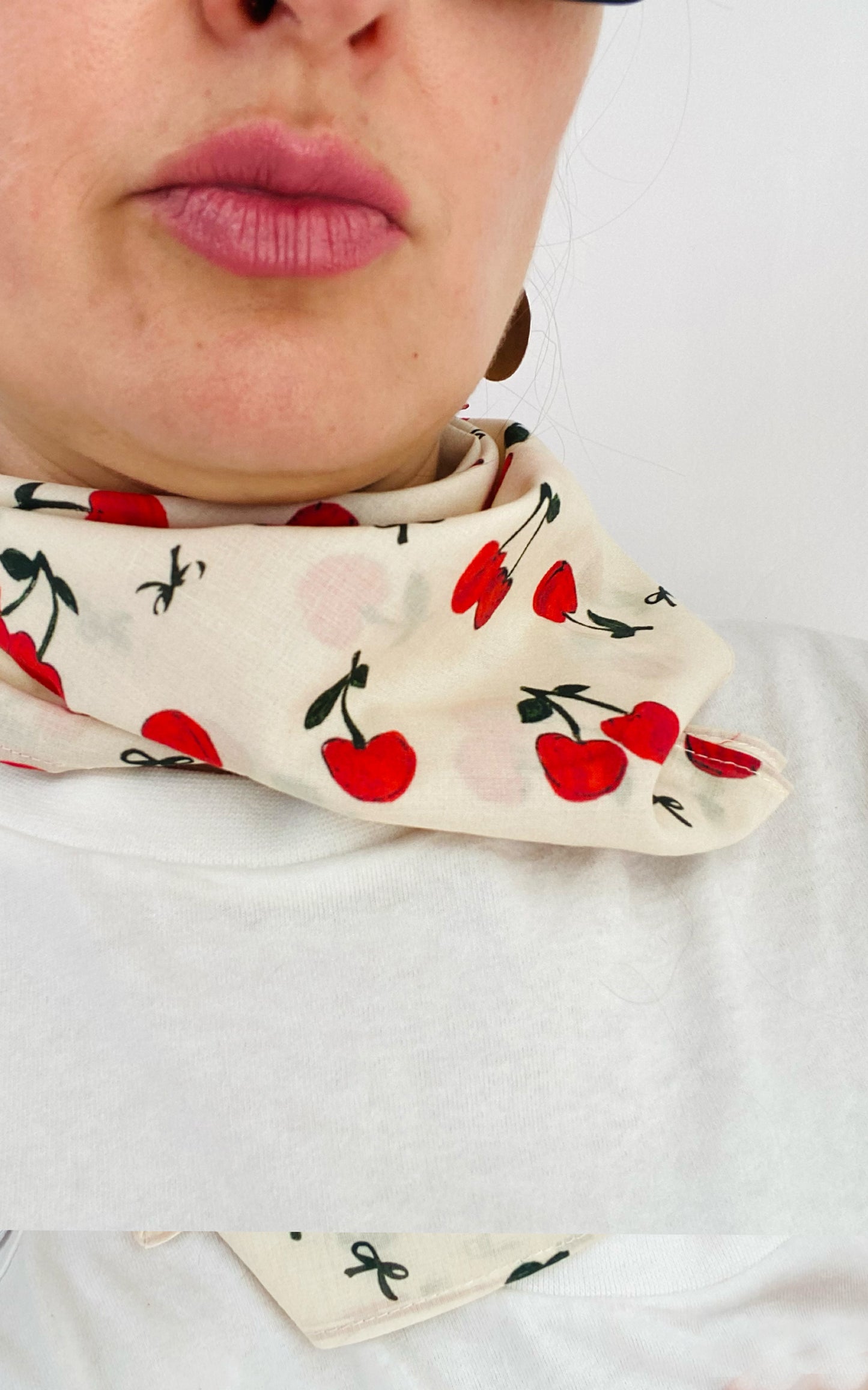 Painted Cherry and Bow Cotton 90's Bandana