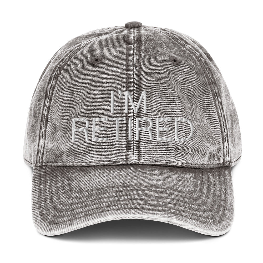 I'm Retired Embroidered Slogan Washed Cotton Cap in Light Grey