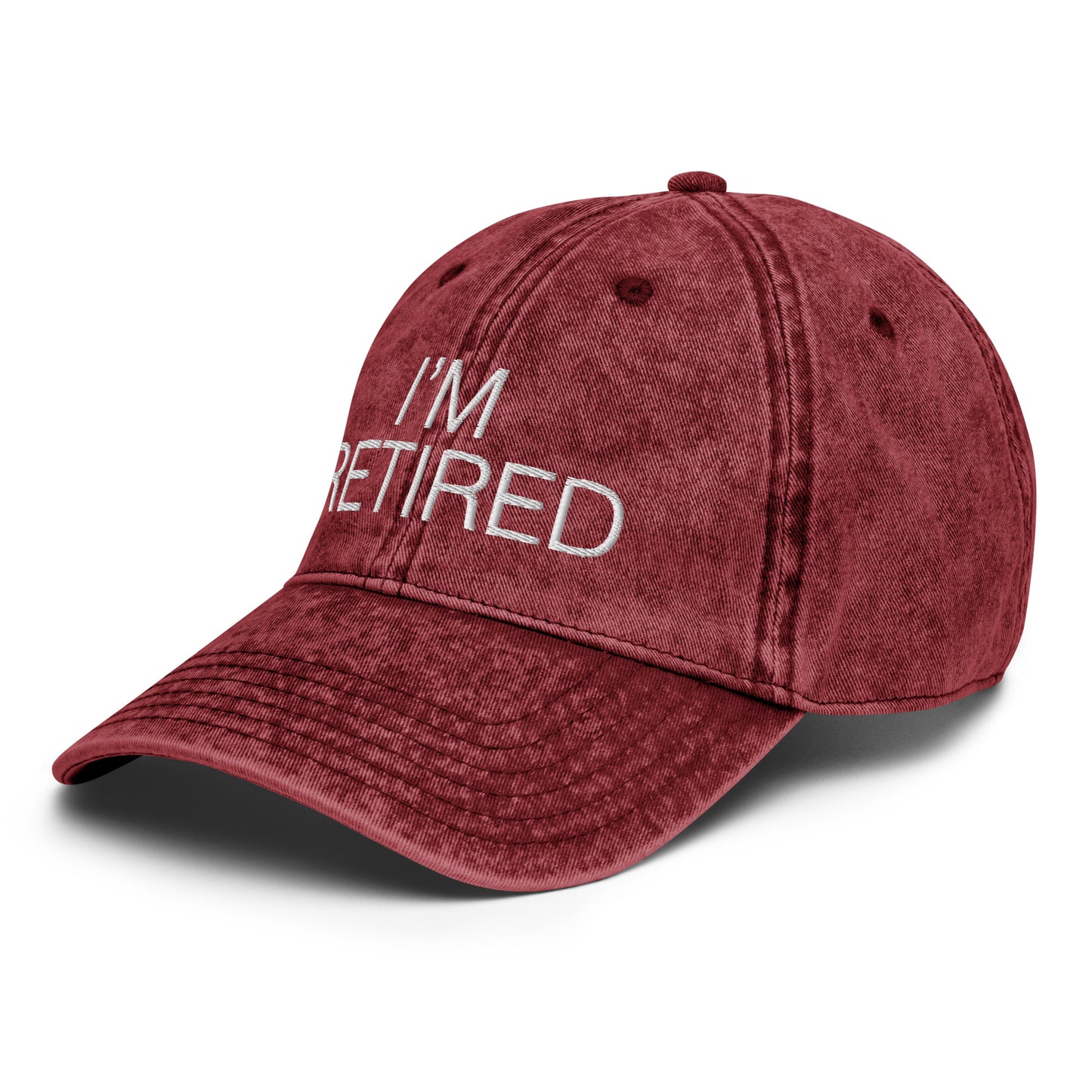 I'm Retired Embroidered Unisex Cap in Burgundy