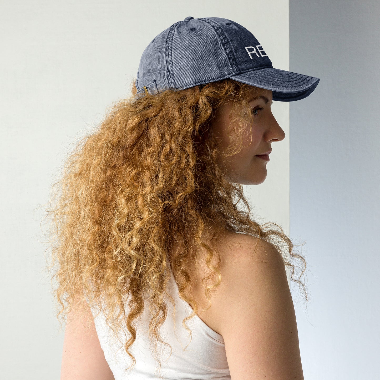 I'm Retired Embroidered Slogan Washed Cap in Blue