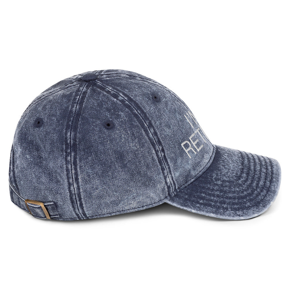 I'm Retired Embroidered Slogan Washed Cap in Blue