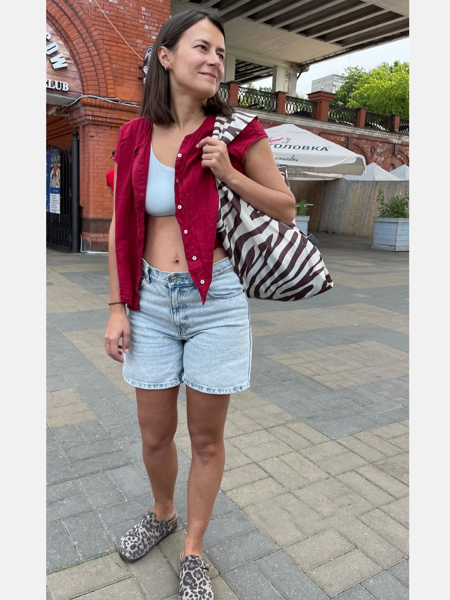 Zebra Parachute Waterproof Shopper Bag in Chocolate