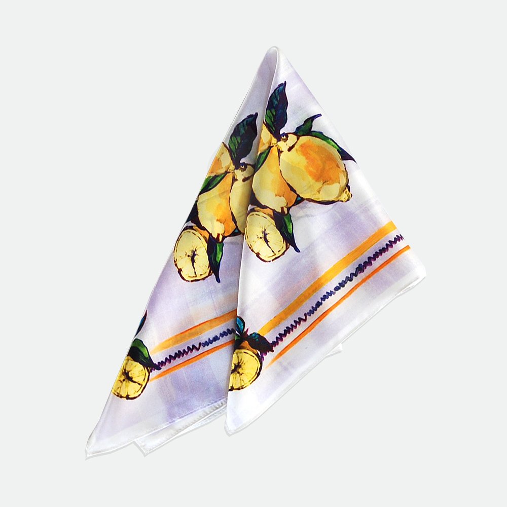 Lemon Print Satin Silk Bandana