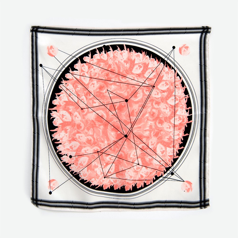 Pink Tulips. Satin Silk Bandana