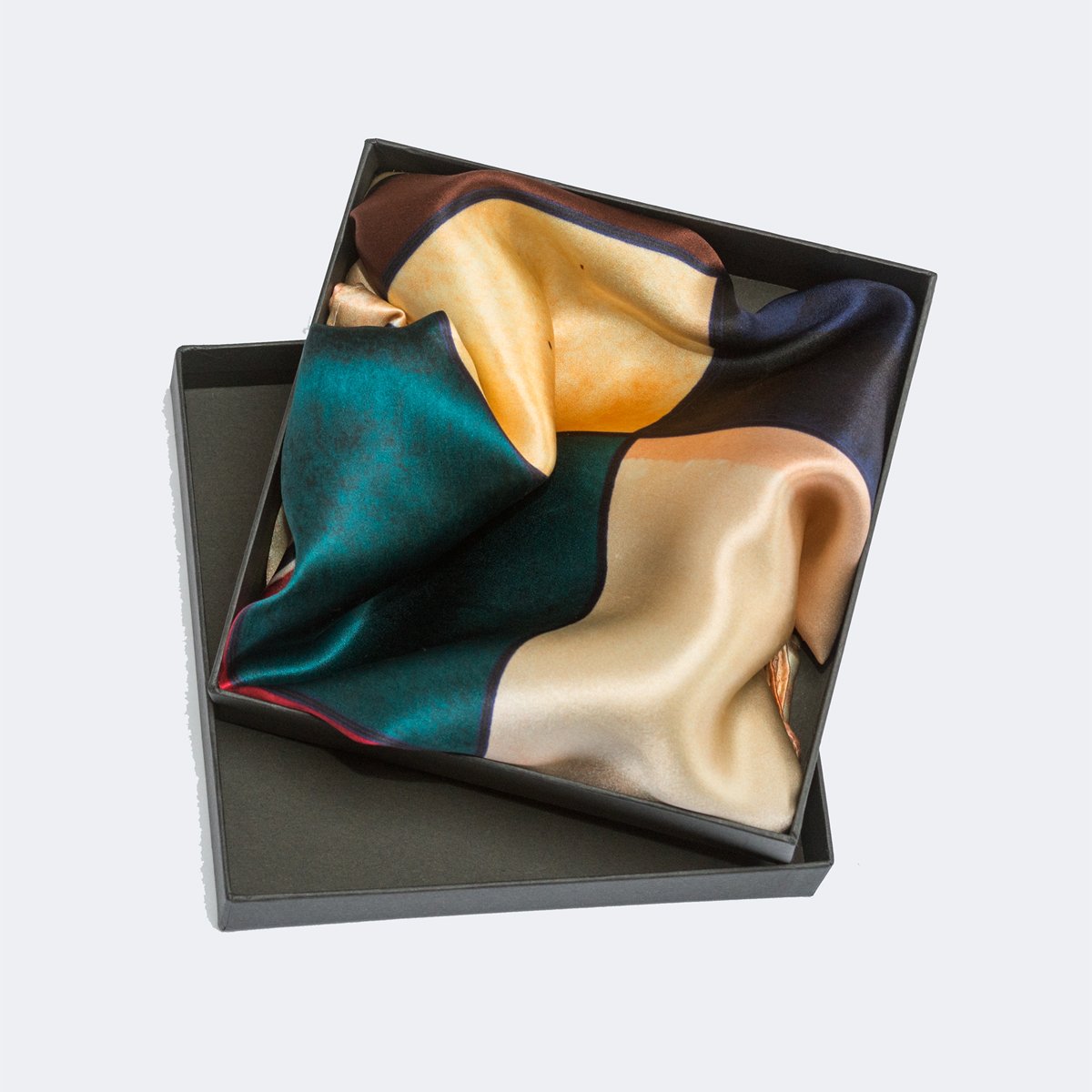 Sonia. Satin Silk Geo Square Scarf