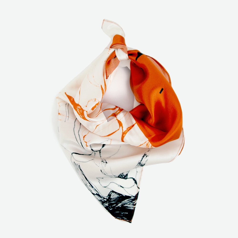 Orange Tulips. Satin Silk Bandana