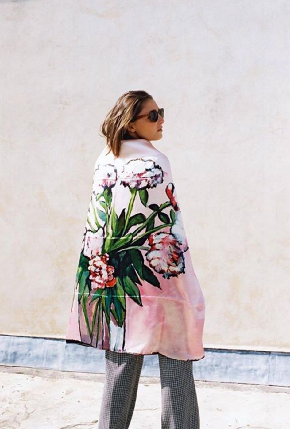 Peonies Satin Silk Scarf