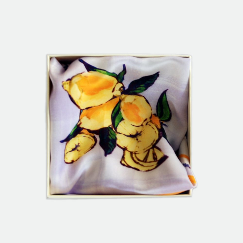 Lemon Print Satin Silk Bandana