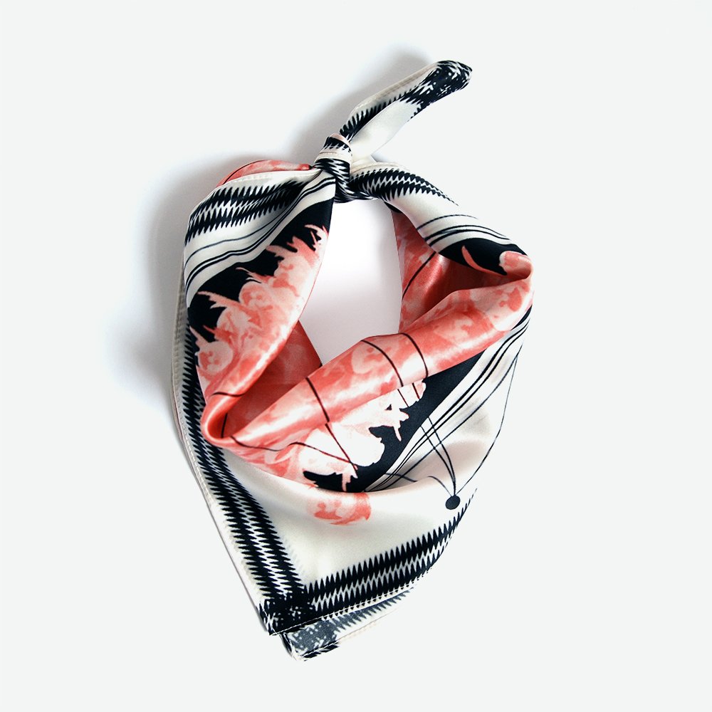 Pink Tulips. Satin Silk Bandana