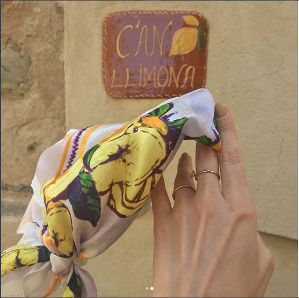 Lemon Print Satin Silk Bandana