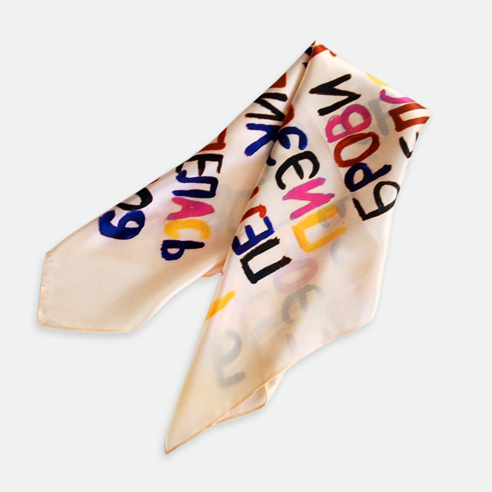 Futurist Poem By Khlebnikov. Satin Silk Bandana