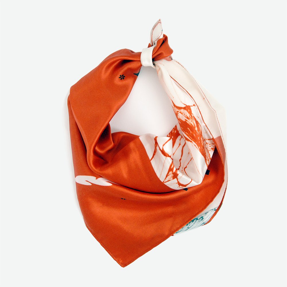 Orange Tulips. Satin Silk Bandana