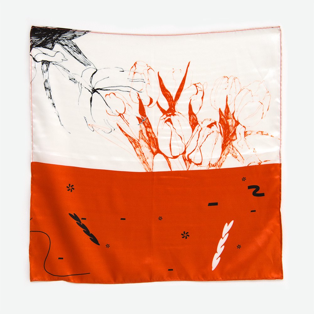 Orange Tulips. Satin Silk Bandana