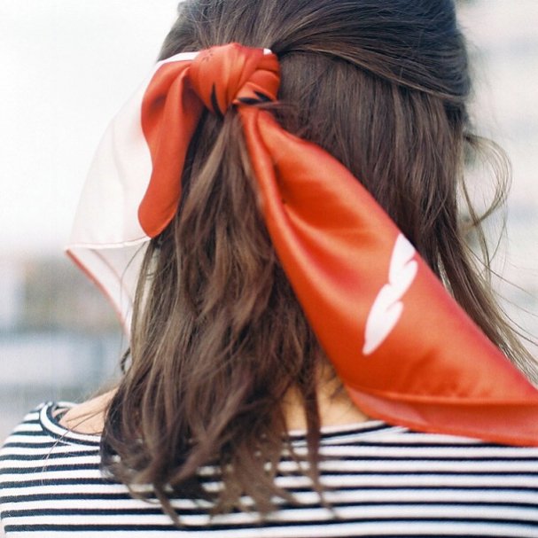 Orange Tulips. Satin Silk Bandana