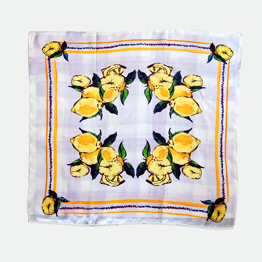 Lemon Print Satin Silk Bandana