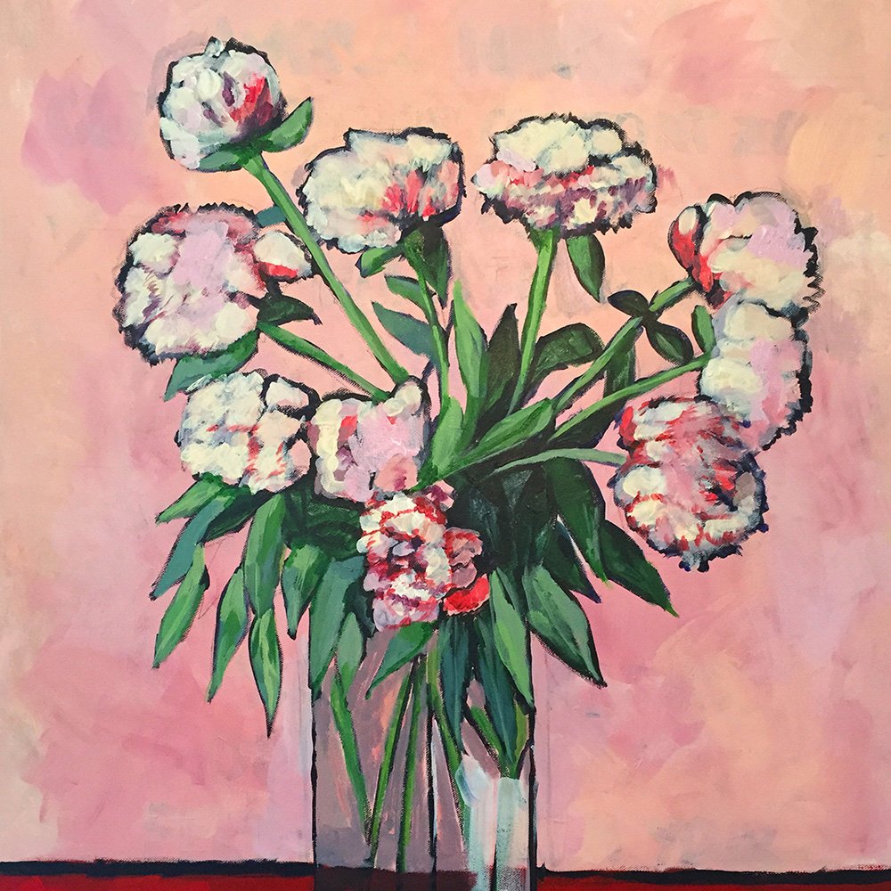 Peonies Satin Silk Scarf