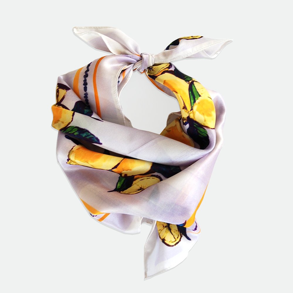Lemon Print Satin Silk Bandana