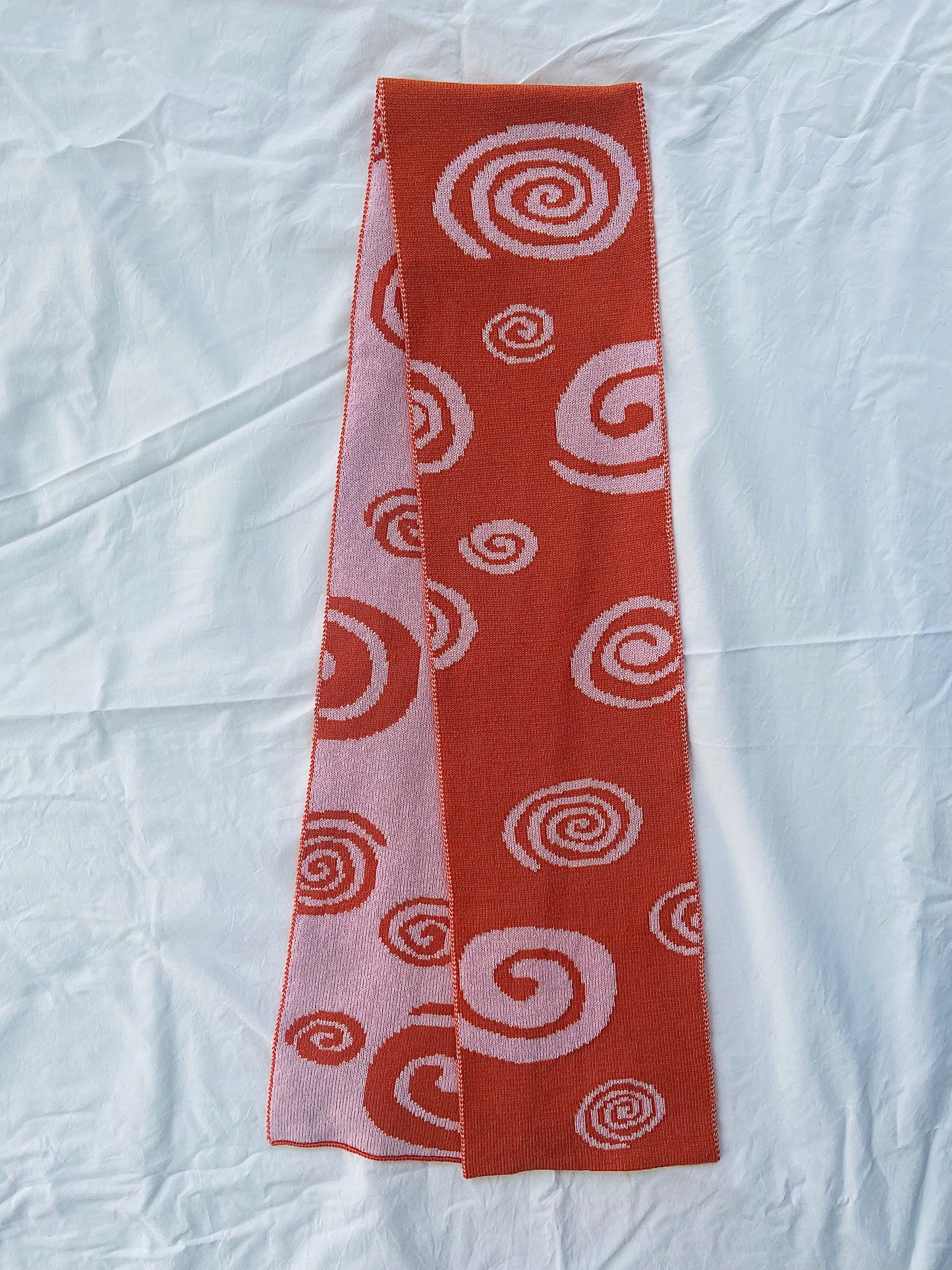 Louise Spiral Wool and Cashmere Scarf in Orange and Pink