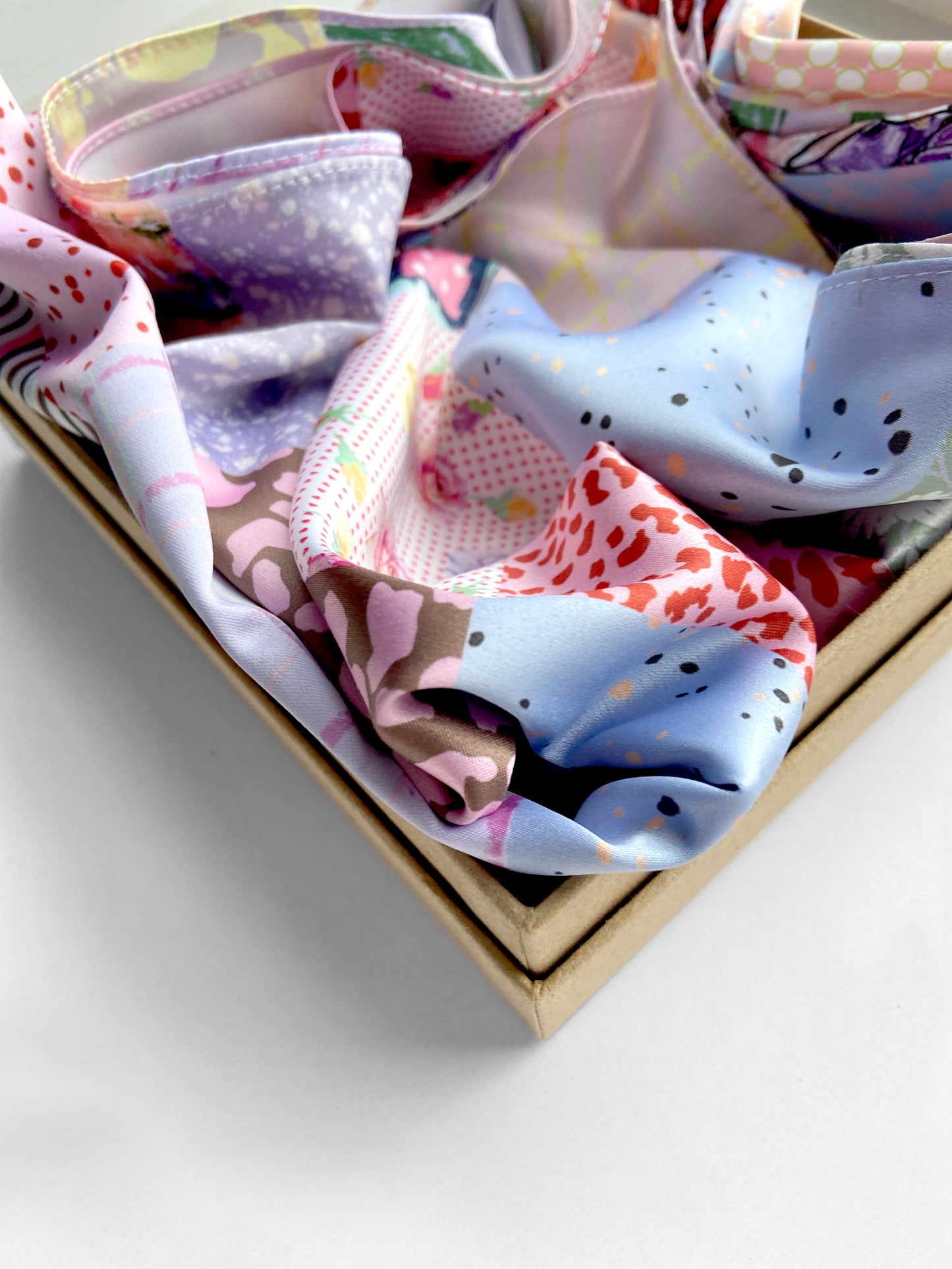 Patchwork Print Satin Square Scarf