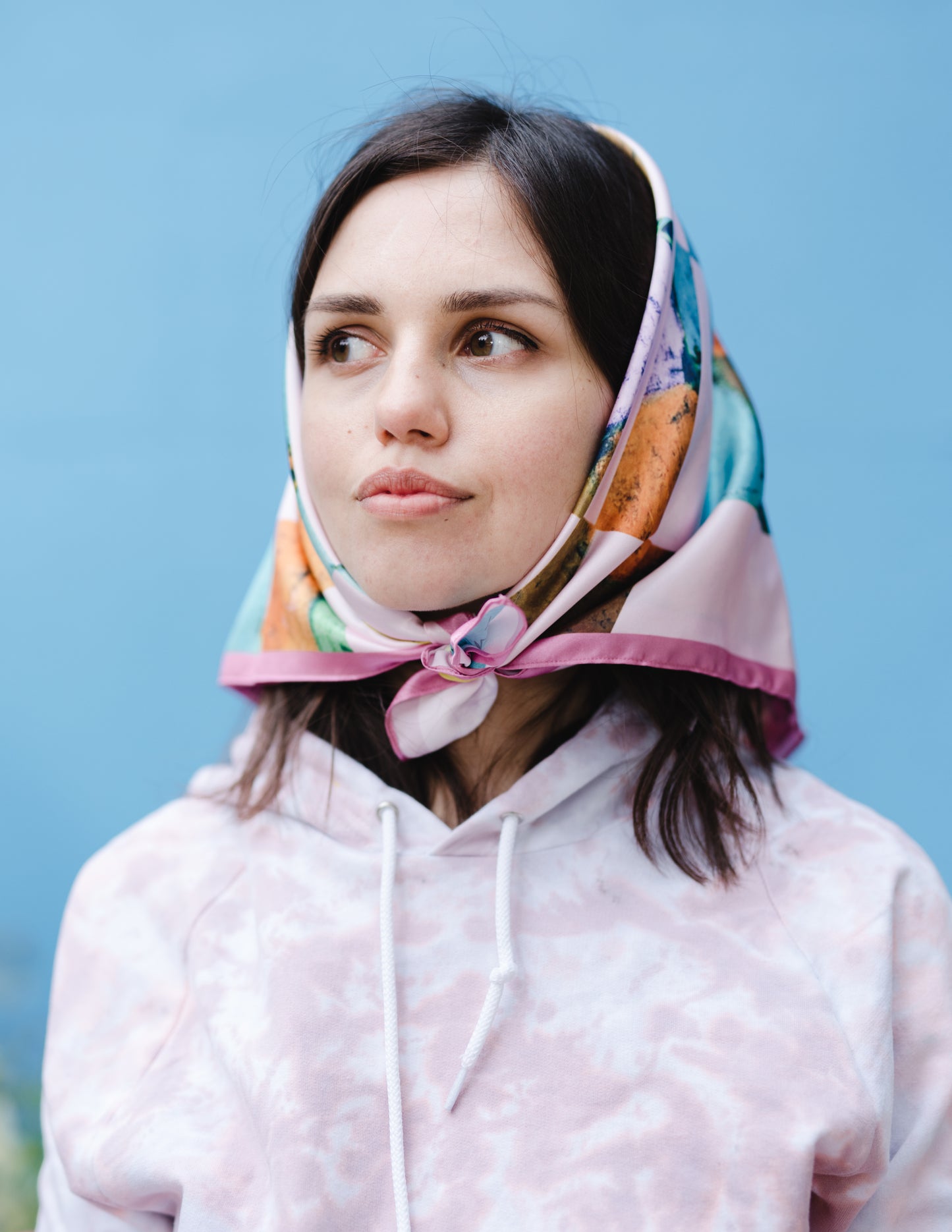 Sonia. Satin Neckerchief in Pastels