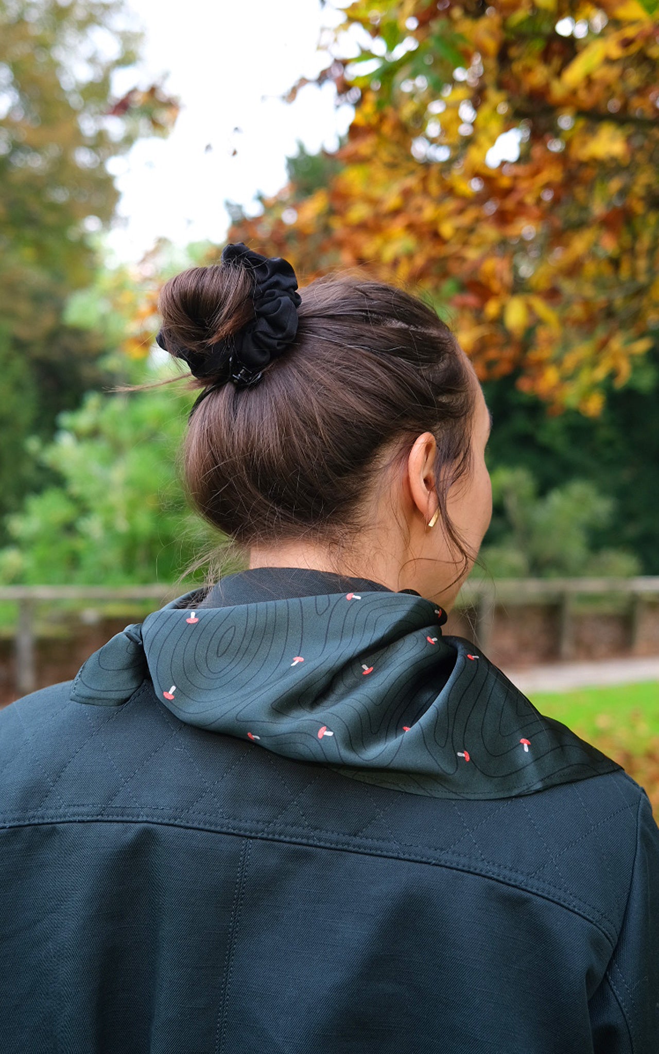 Mushroom Print Real Satin Silk Bandana