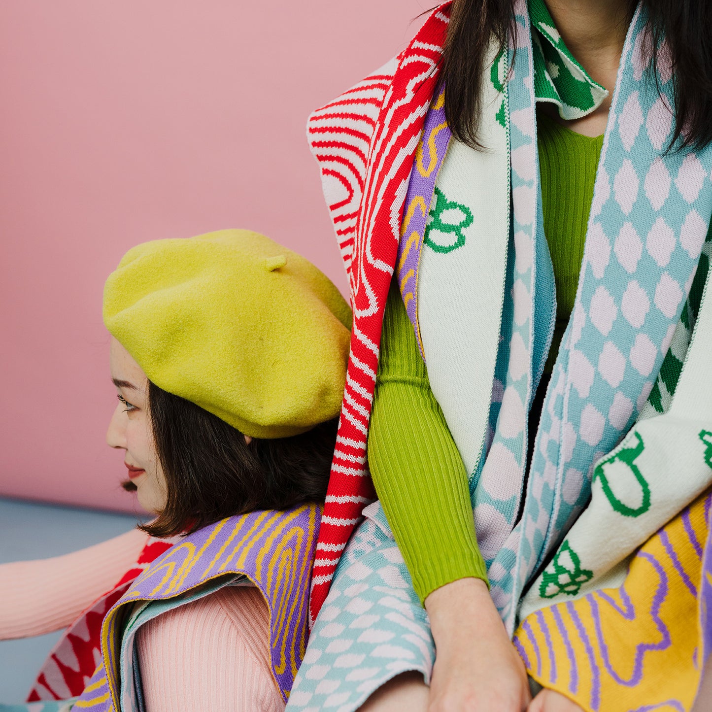 Daisy Wool and Cashmere Scarf in Jade Green Made to Order