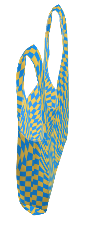 Checkered Parachute All Over Print Shopper Bag in Blue and Yellow