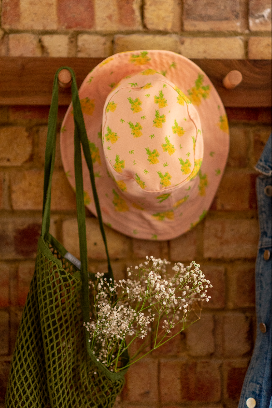 Mimosa Print Denim Bucket Hat
