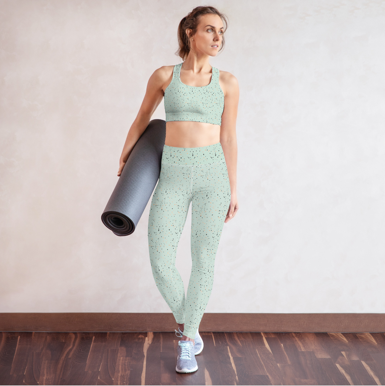 Micro Dot High-waisted Yoga Leggings in Mint