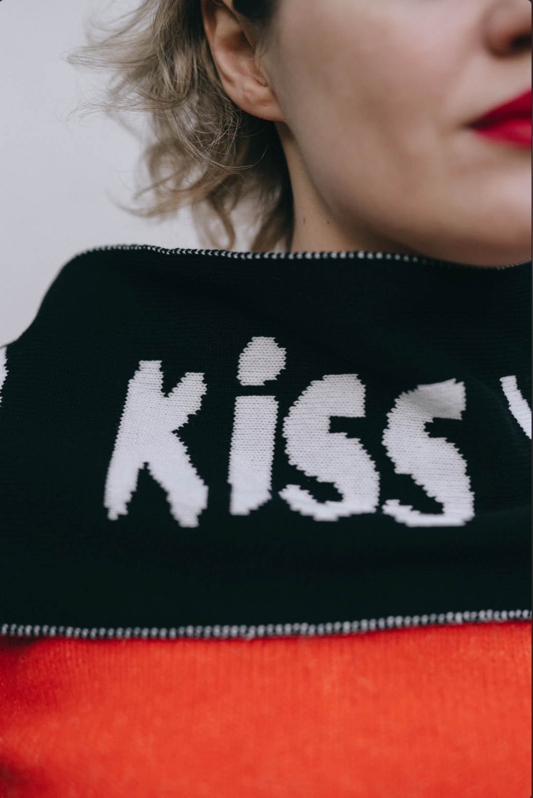 Kiss Slogan Wool and Cashmere Scarf