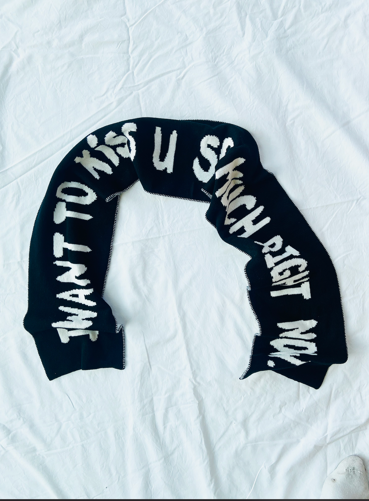 Kiss Slogan Wool and Cashmere Scarf